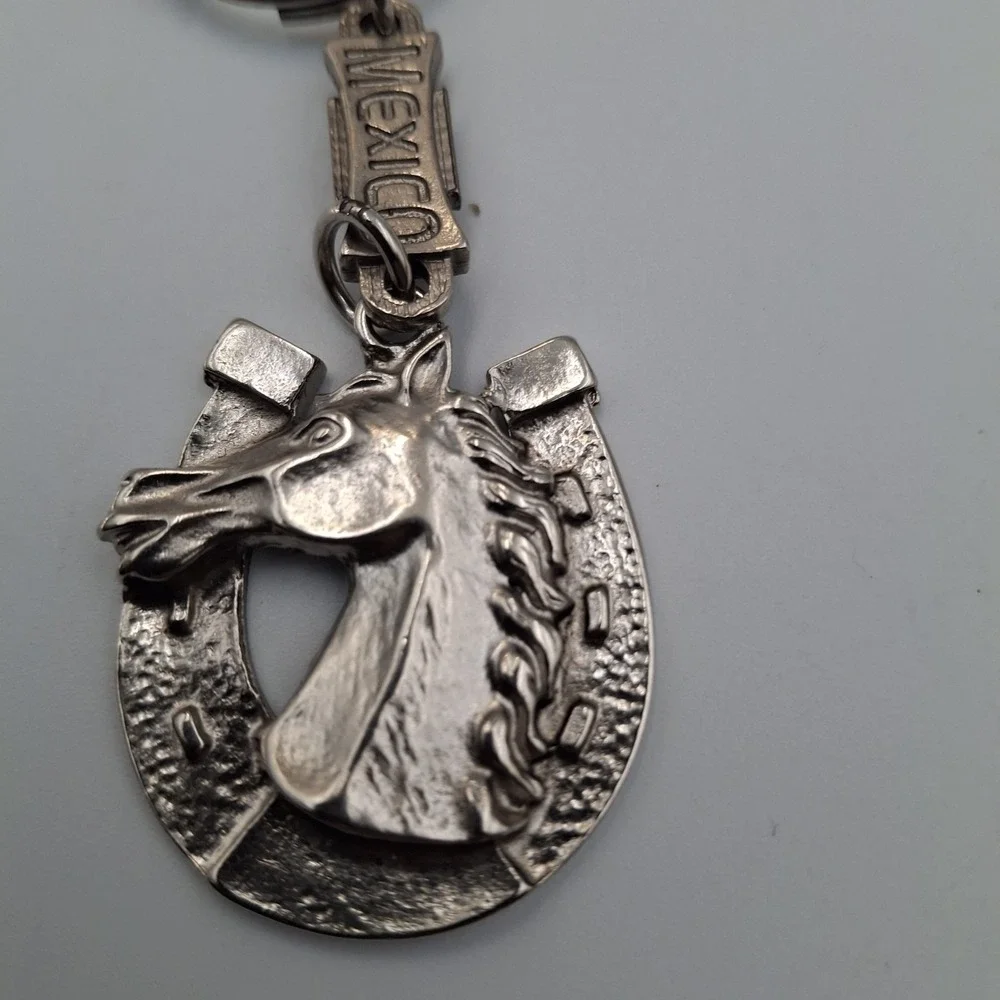 Lucky Horseshoe Horse Head Metal Keychain Charm Souvenir Mexico Rugged‎ Western
